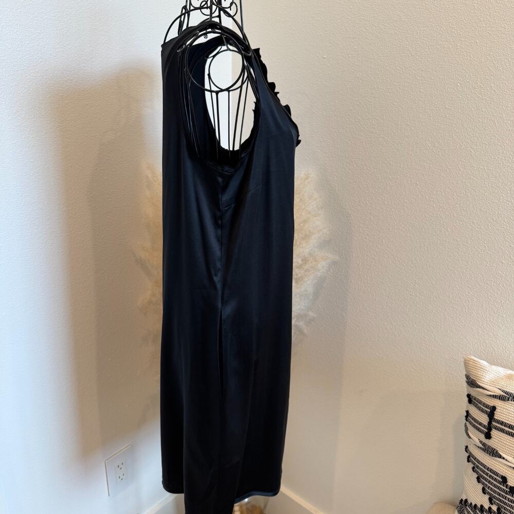 DKNY Black Silk Embellished Flower Strap Sleeveless Classic Tank Mini Dress - Picture 2 of 9
